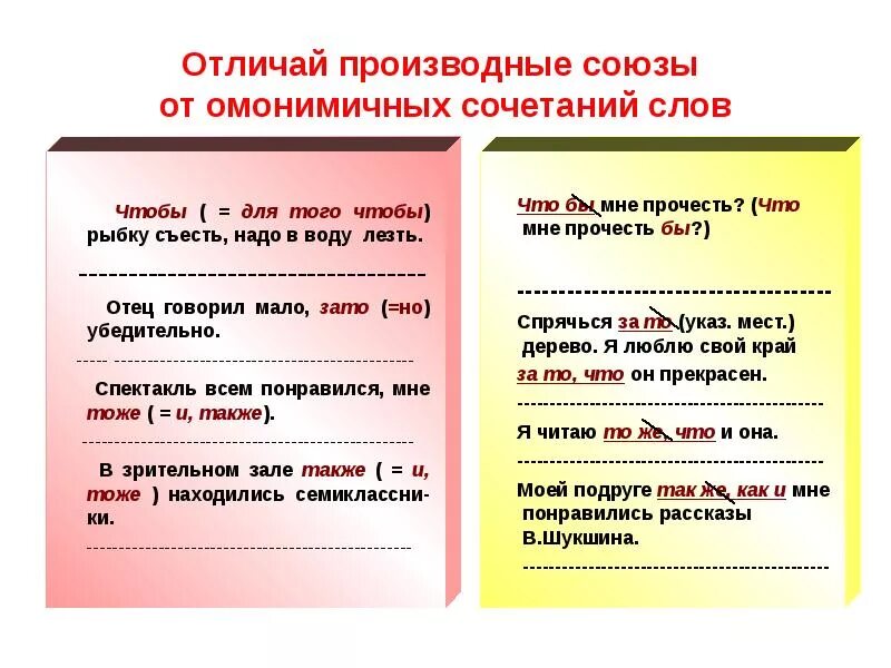 Производное слово прочитанный. Производные Союзы. Как распознать производные Союзы. Производные Союзы как отличить. Производные Союзы как различать.