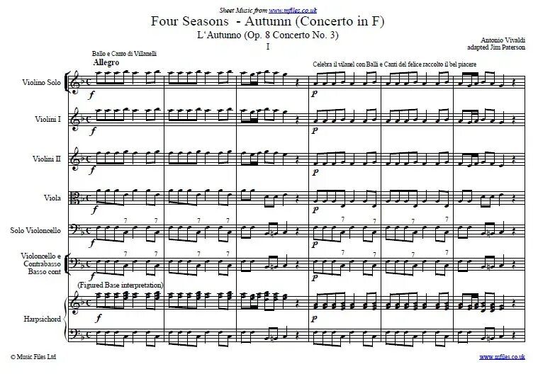 The four seasons violin. Вивальди осень Ноты. Vivaldi Antonio "four Seasons". Vivaldi Violin Concertos. 4 Seasons Violin Concerto the.