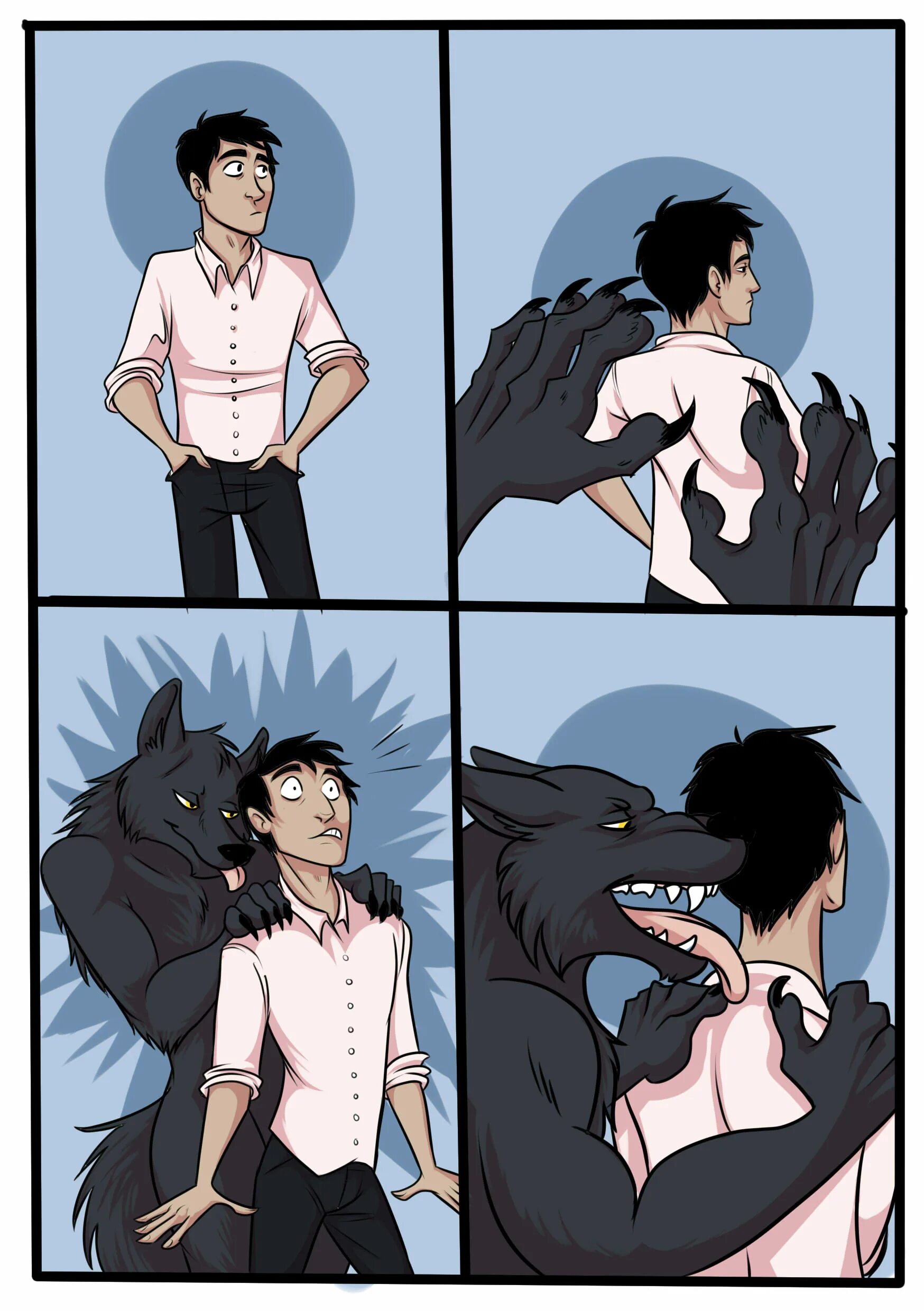 Furry transformation comic. «Оборотень - a Werewolf boy» АРИМЕ. Люди превращаются в животных. Превращение человека в оборотня. Превращение в волка.