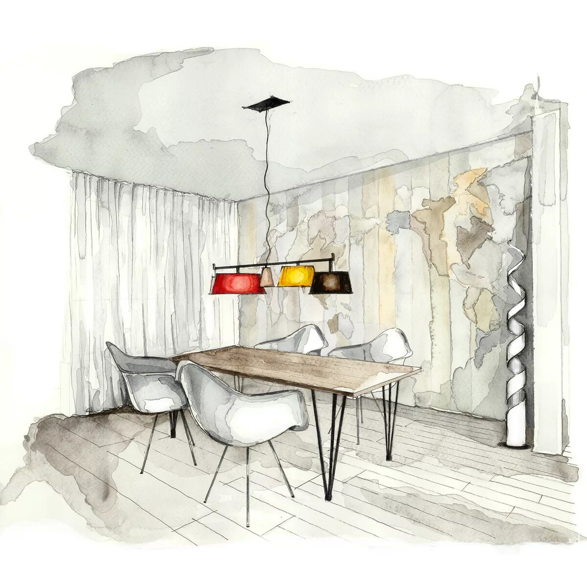 Серхио родригес скетчинг. Скетчинг интерьера. Архитектурный эскиз интерьера. Интерьер акварелью. Скетчинг интерьера.