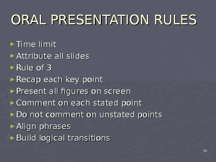 Presentation rules. Presentation rules