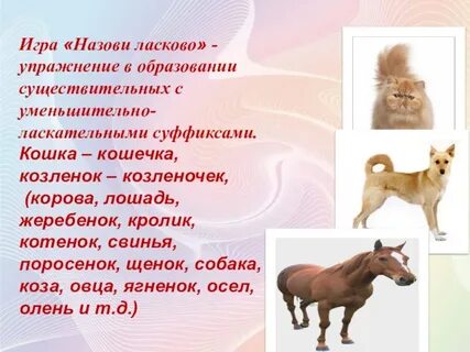 Называет уменьшительно ласкательным