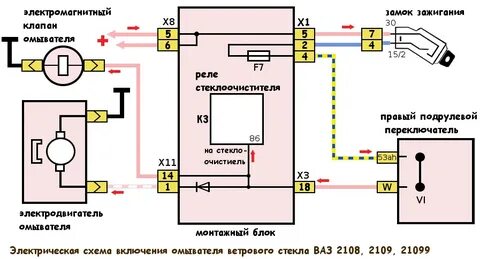 Схема стеклоочистителя ваз 2109