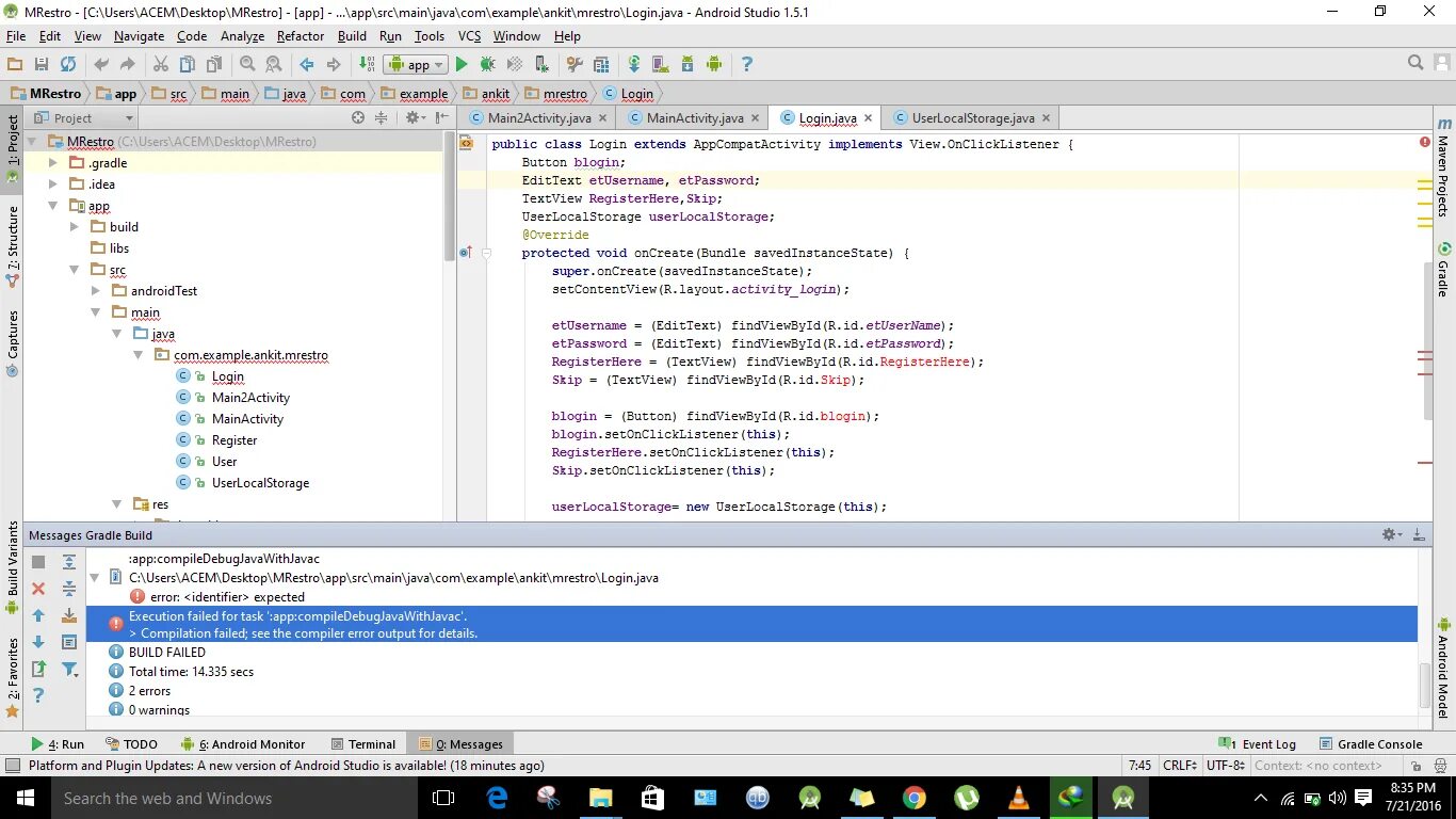 Android studio языки программирования. Android studio ошибка. java expected ошибка. java: &lt;identifier&gt; expected. синтаксическая ошибка identifier ожидается.