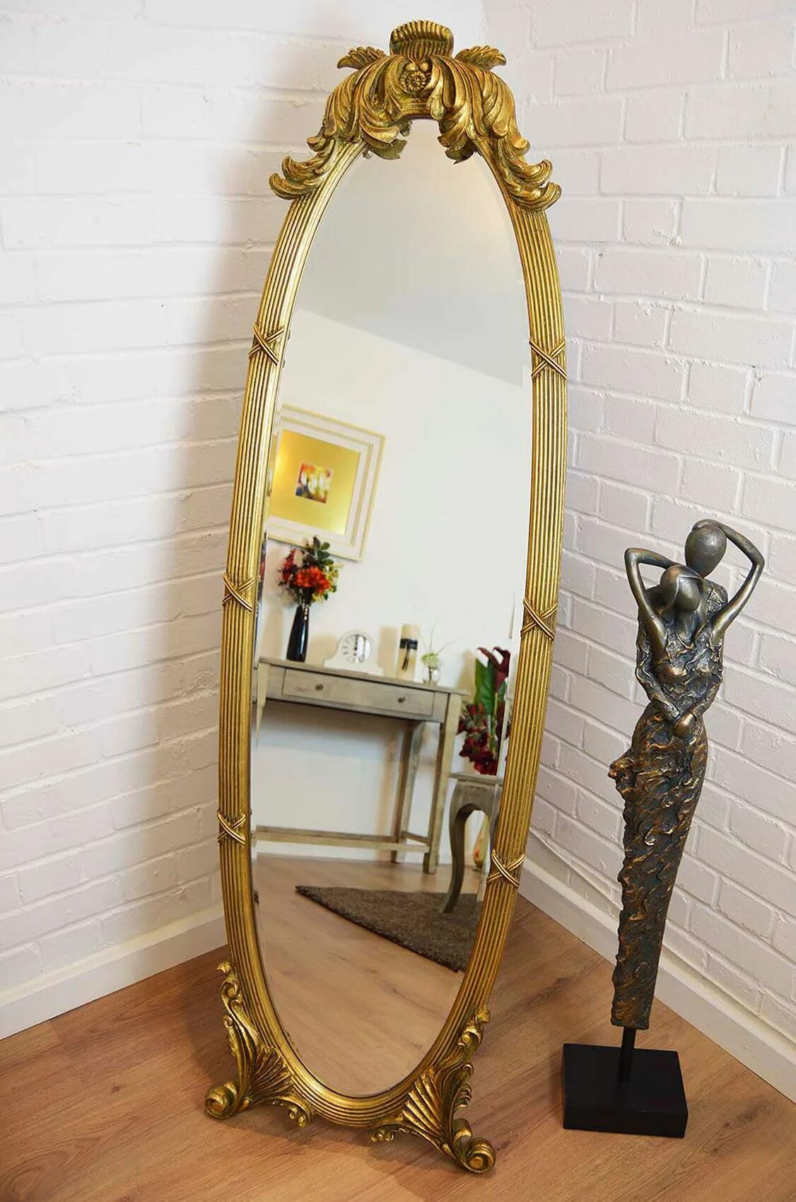 Зеркало напольное в раме 45,1x150,1 см #80319434. Зеркало большое антик. Красивое напольное зеркало. Большие напольные зеркала.