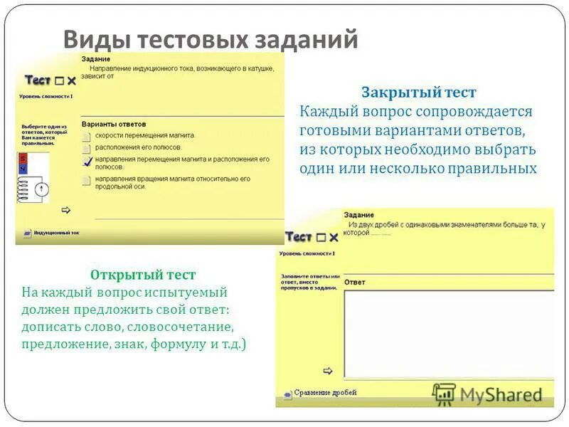 Виды заданий для теста. Типы и виды тестового задания. Виды тестовых заданий. Типы тестовых вопросов.