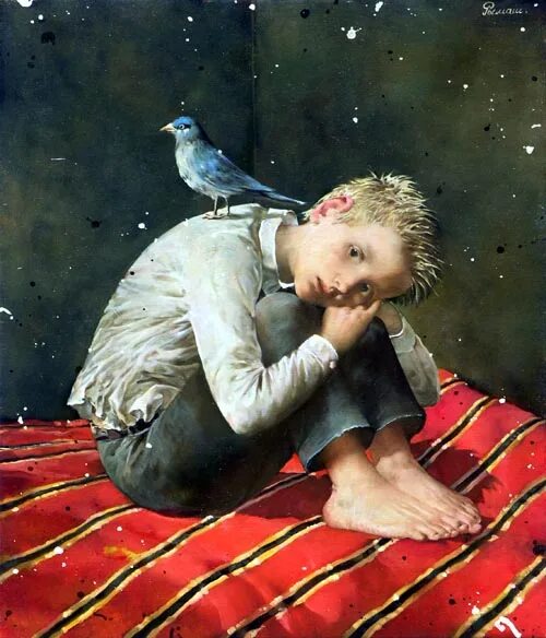 Мальчик и птица полностью. Мальчик и птичка. Живопись мальчик и птицы. Мальчик с птичкой в руках. Мальчик и птичка живопись.