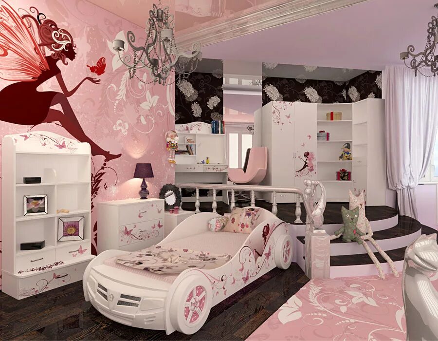 Красивая комната для девочки. Кровать Фея Адвеста. Детская мебель Фея Адвеста. Кровать Advesta Фея машина детская. Детские комнаты для девочек.