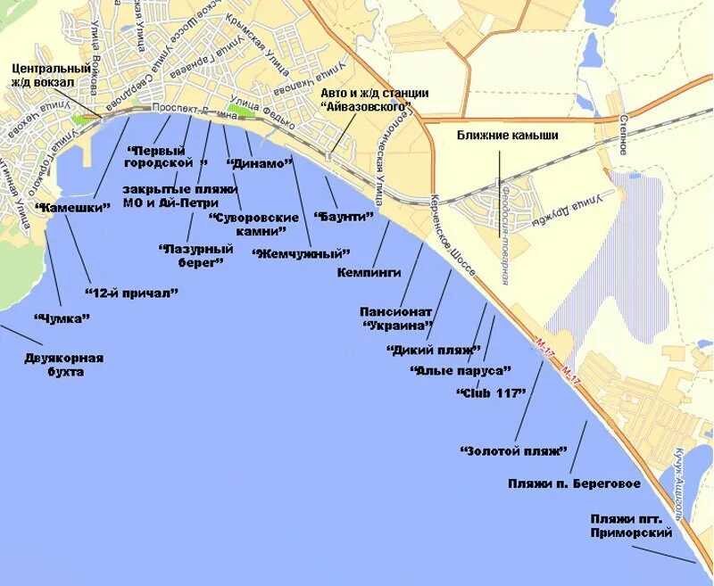 Карта нудиские пляжи. Феодосия золотой пляж на карте. Феодосия пляжи на карте.