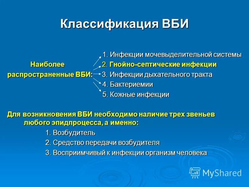 Структура ВБИ гнойно септическая. Возбудители ВБИ классифицируются. Классификация внутрибольничных инфекций. Классификация госпитальных инфекций.