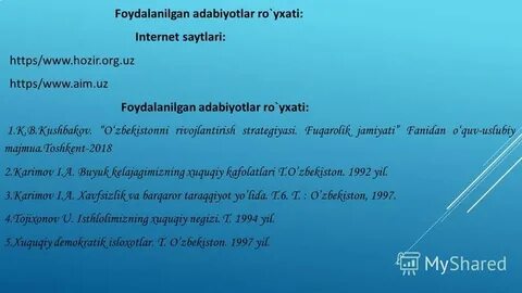 Adabiyotlar ro yxati