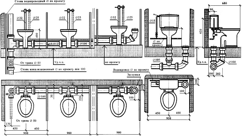 Монтажная схема укладки канализационных труб. Схема разводки канализационных труб. Монтажная схема канализации санузла. Канализация в санузле чертеж.