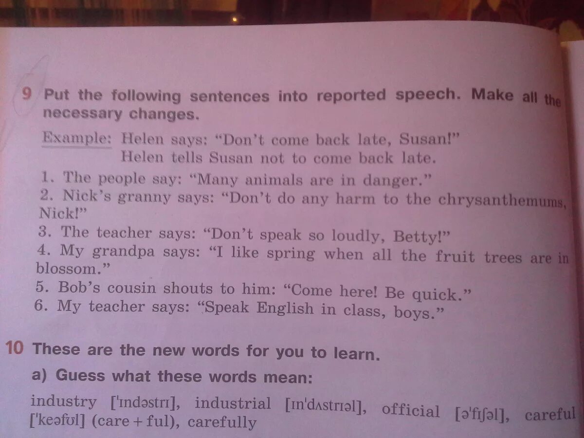 Extend the following sentences. Put the sentences into reported Speech. Turn the sentences into reported Speech. Put the following sentences into reported Speech. Write the following sentences into reported Speech ответы.