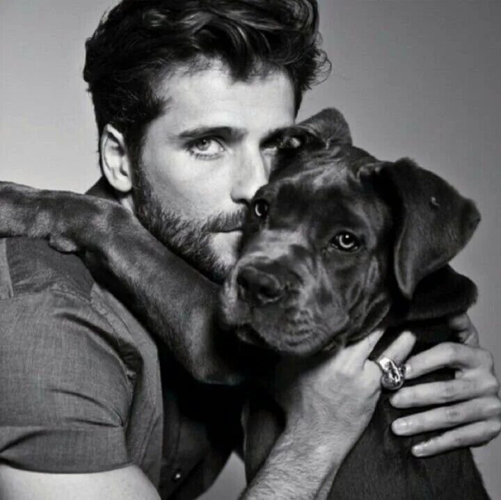 Мужская фотосессия с собакой. Собака под мужиком. Парень с собакой. Лиам пейн с щенками. Красивый парень с собакой.