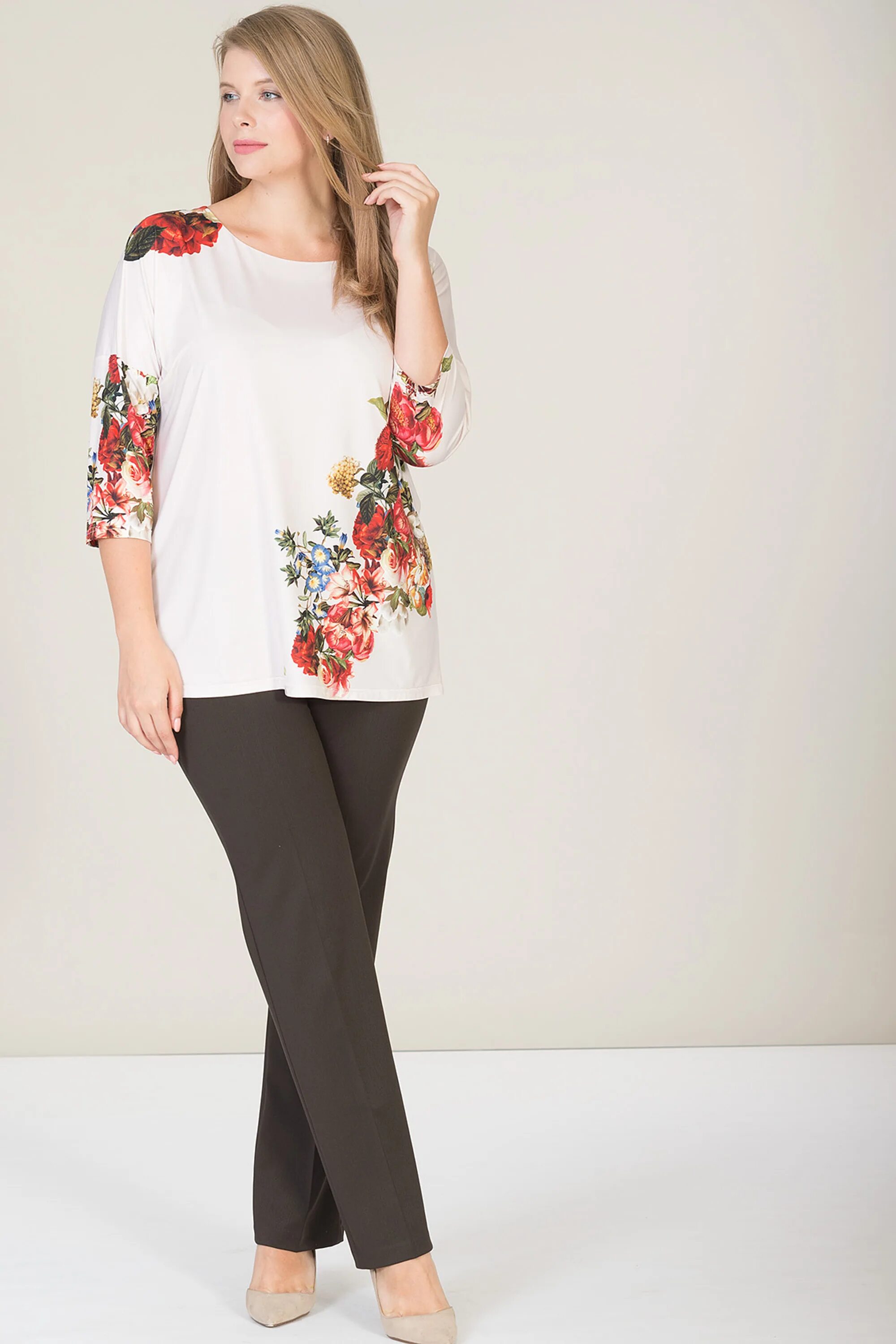 Антига одежда оптом. Антига одежда оптом. 064. Синяя блузка с огурцами. 1.