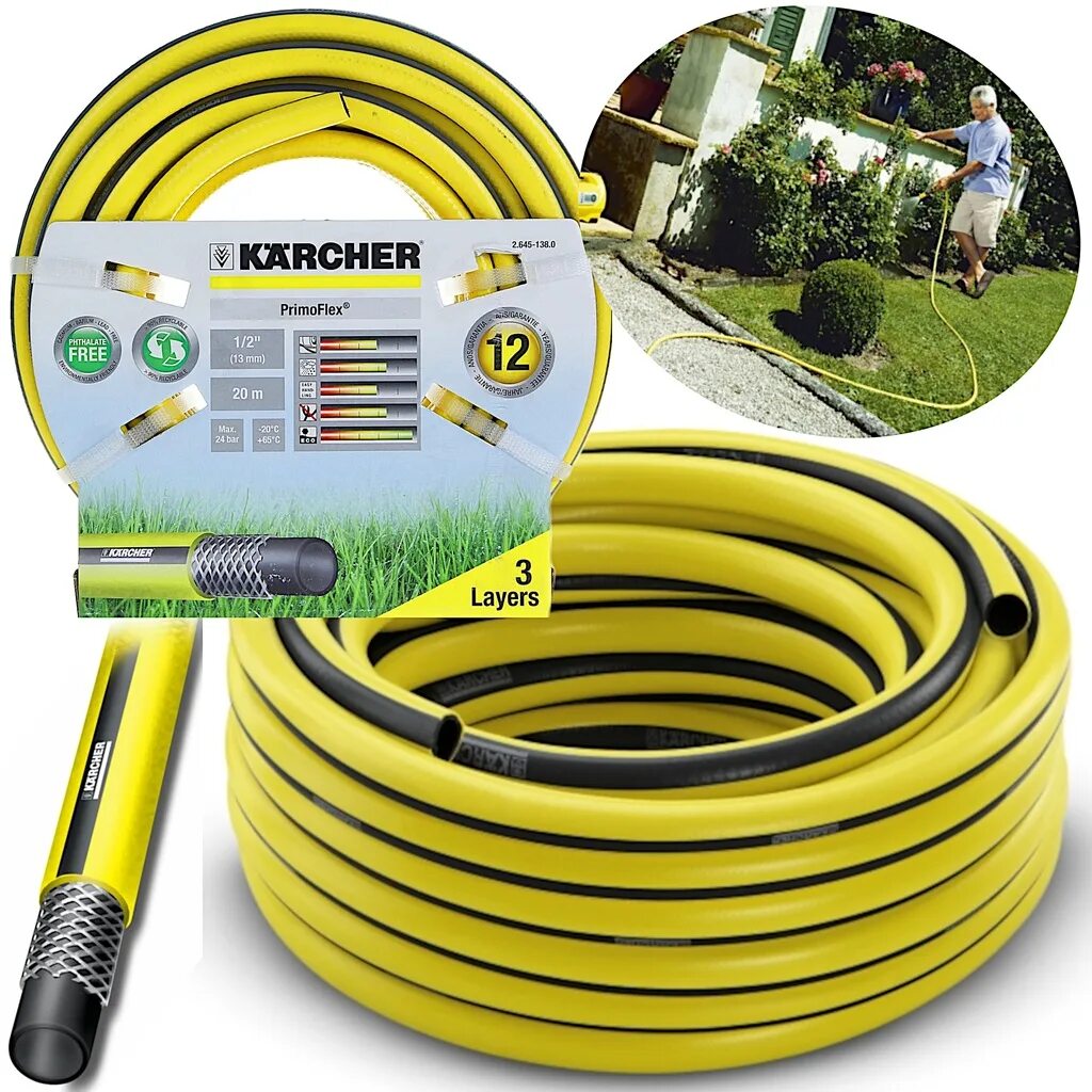 Шланг Karcher 5/8 поливочный. Комплект со шлангом Karcher PRIMOFLEX 1/2" 20 М. Садовый шланг Karcher PRIMOFLEX 1/2" -50 М. Керхер полив купить