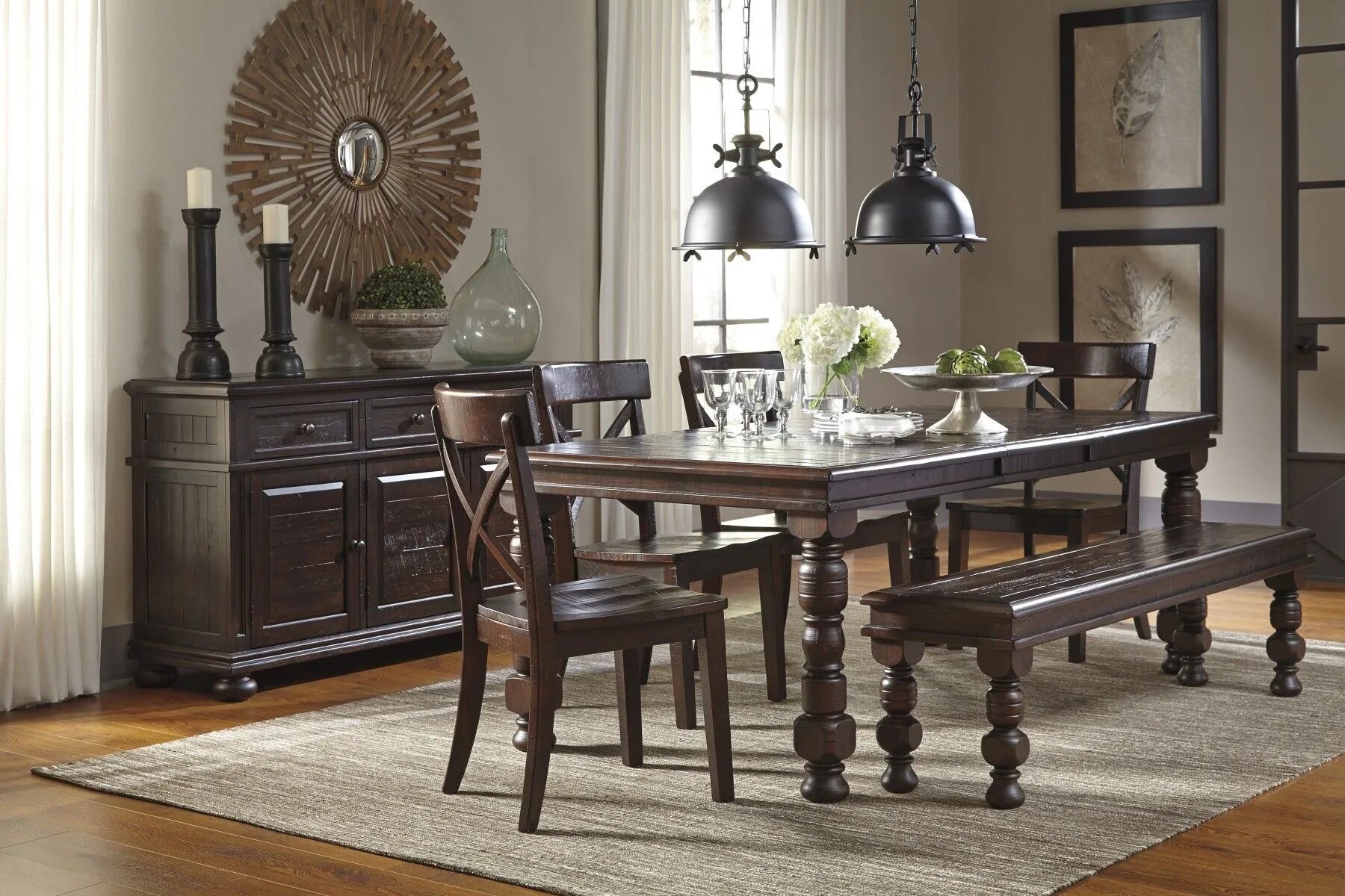 Столовая комната. Стол со стульями в гостиную. Деревянный обеденный стол в интерьере. 03. Гостиные столы дерева.