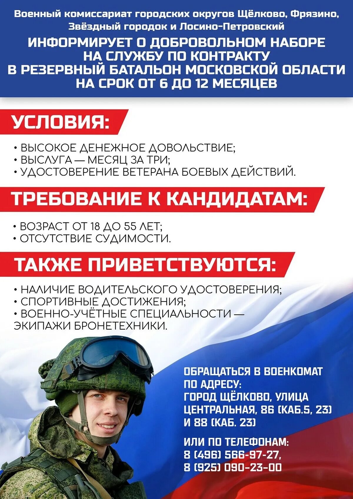 Информирование военкомата