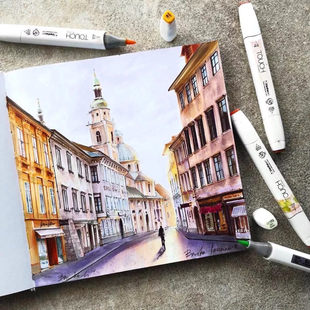 Painting sketching. Скетч Венеция маркерами. Пейзаж маркерами. Маркеры для скетчинг. Пейзаж спиртовыми маркерами.