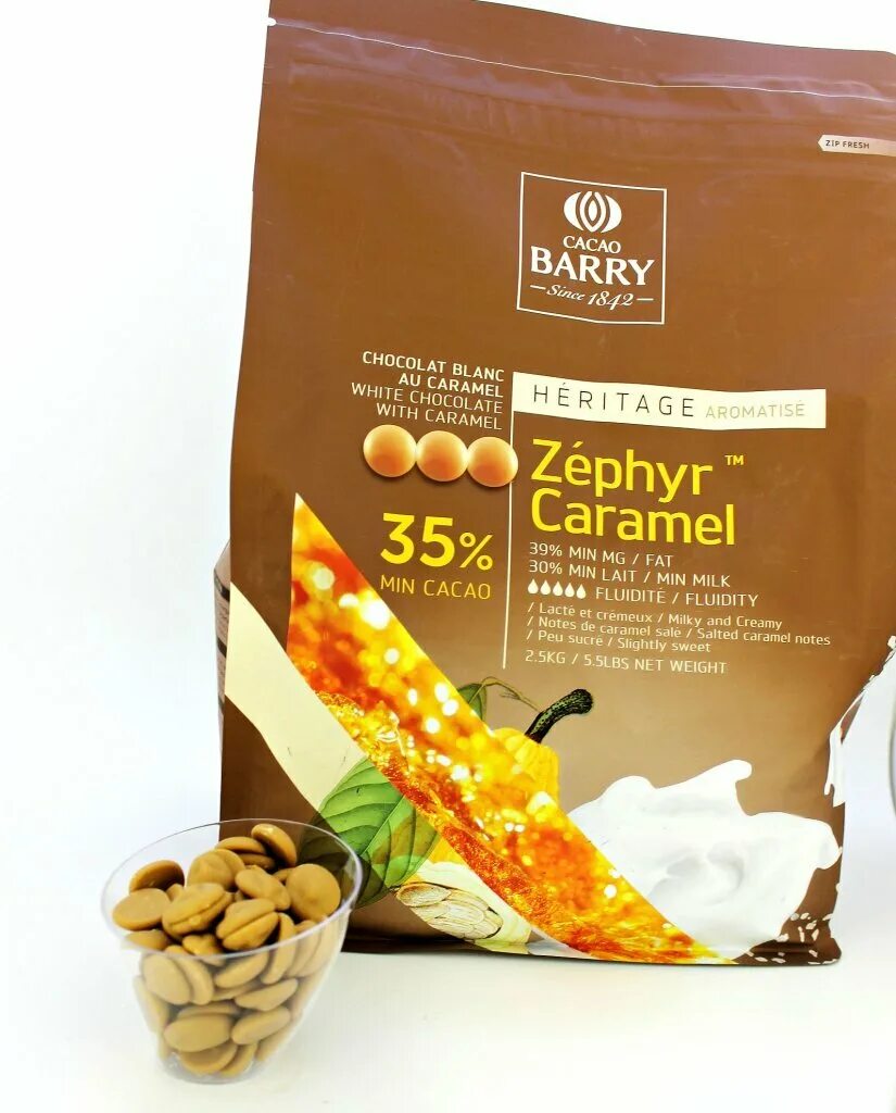 Барри каллебаут нл раша. Белый шоколад Cacao Barry Zephyr Caramel 35. Шоколад Zephyr Caramel Cacao Barry. Шоколад белый зефир Cacao Barry. Шоколад Cacao Barry карамель Zephyr 35% 2.5 кг.