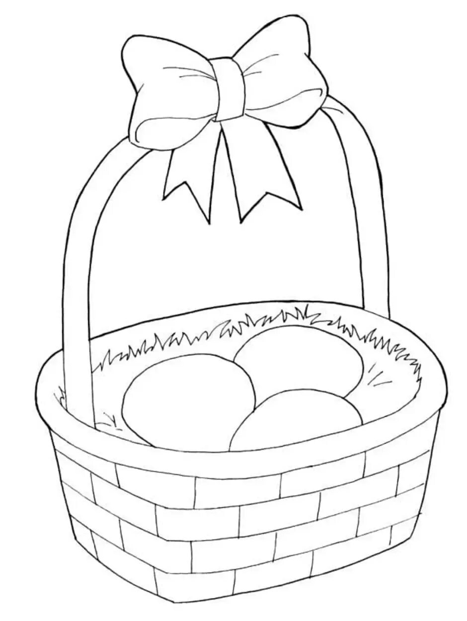 Рисунок на пасху карандашом. Раскраска пасхальные яйца в корзине. Корзинка с пасхальными яйцами раскраска. Раскраска корзина с яйцами на Пасху. Пасхальная корзина раскраска для детей.