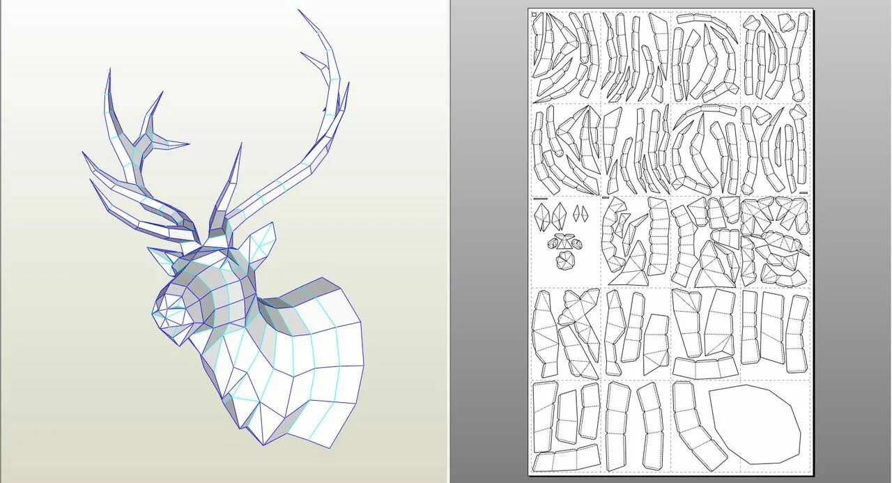 Полигональная фигура олень развертка бесплатно. Развертка головы из бумаги. Паперкрафт олень схема. Пейпер крафт развертки. Схема головы оленя из бумаги паперкрафт.