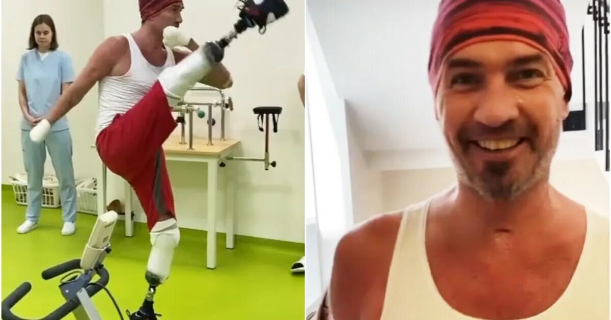 Roman Kostomarov played tennis with a racket tied to the prosthesis. "It was a c