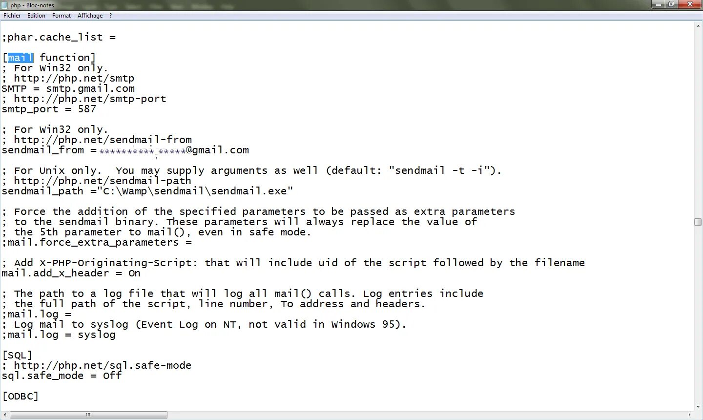 Sendmail path
