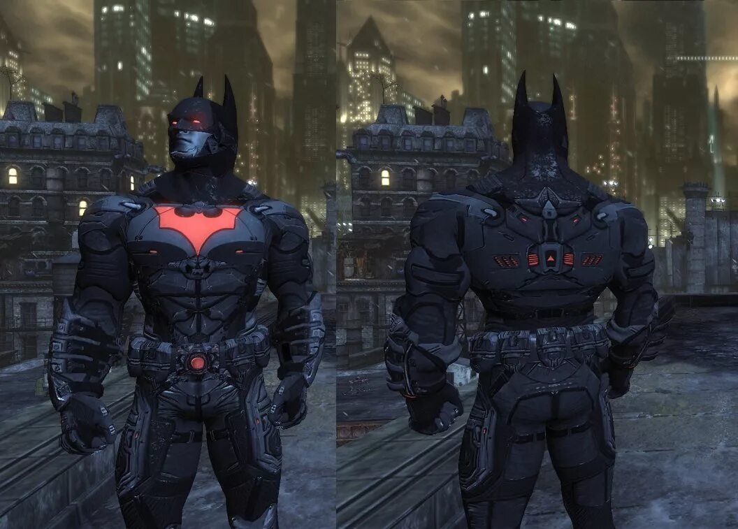 Аркхем кнайт костюмы. Batman Arkham City костюмы. Костюмы Бэтмена Arkham City. Бэтмен рыцарь Аркхема Бэтмен будущего. Костюм Бэтмена будущего Бэтмен Аркхем Сити.