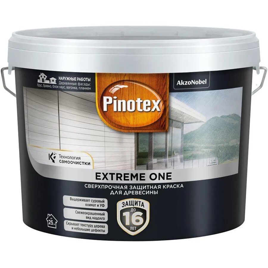 Краска фасадная для дерева Pinotex extreme one база BW белая 2,5 л. Pinotex extreme one, 9л, BC. Краска для древесины Pinotex extreme one. Краска Пинотекс для дерева для наружных. Купить пинотекс для дерева для наружных