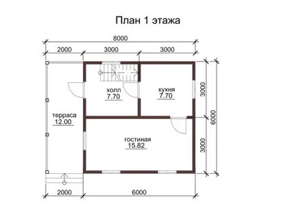 Проект дома 8 на 6 с террасой