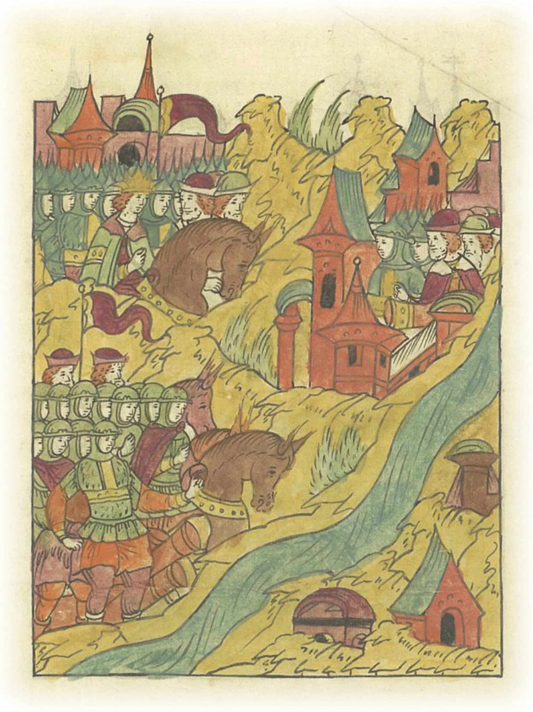 Псков 15 век. Крепость корела рюрик. Осада козельска миниатюра. Крепость лихвина. Миниатюры лицевого летописного свода.