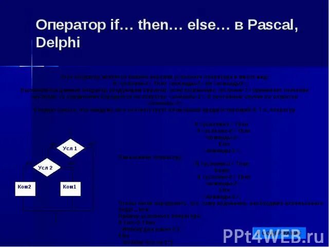 Операторы DELPHI. Else в Паскале. Pascal DELPHI операторы. Then else Паскаль. Pascal delphi