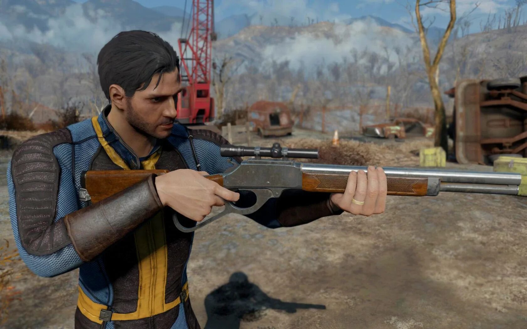 Fallout 4 ускорена. Lever Action Fallout 4. Fallout 4 Lever Action Rifle. Охотничий карабин Fallout 4. Охотничья винтовка Fallout 4.