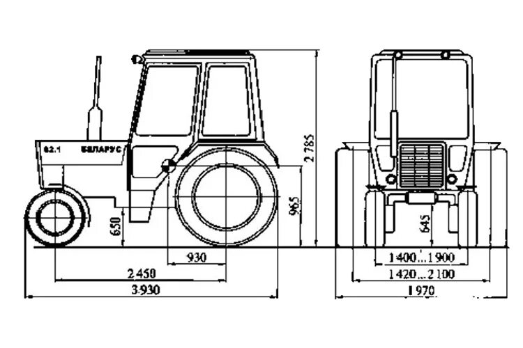 Высота трактора Беларусь МТЗ 82. Габариты трактора МТЗ 82.1. Габариты габаритов МТЗ 82. Ширина трактора МТЗ 82. Высота большой кабины мтз