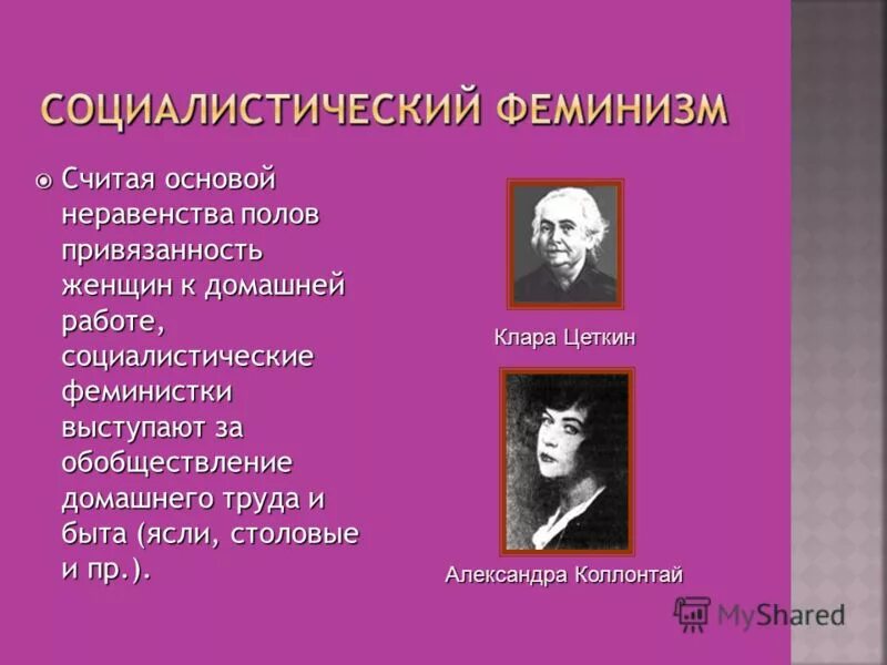 Идеи феминизма. Социалистический феминизм. Марксистский феминизм. Социалистические феминистки.