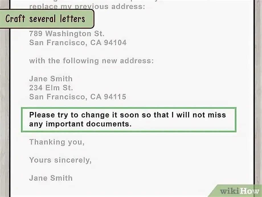 The address has been changed. The address has been changed