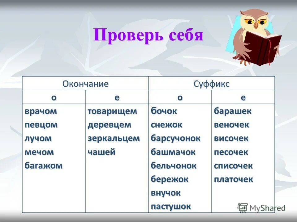 барсучонок окончание. суффикс. правописание а о в корнях с чередованием правило. чередование гласных е и в корне правило. суффиксы прнилагатель.