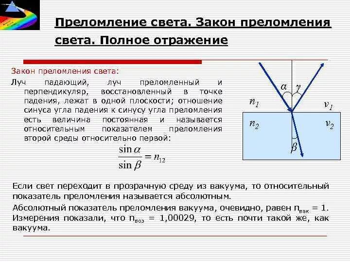 Показатель преломления формула 8 класс. Отражение света закон отражения света. Преломление света формулы 11 класс. Закон преломления лучей формула. Формулировка отражения света