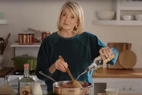 Martha Stewart using Tito’s for pasta sauce. 