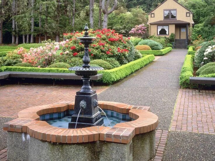Cast Stone Fountain Lighting Jardines, Estanques de jardín, Senderos de jardín