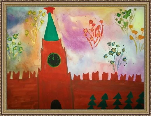 Салют над спасской башней кремля рисование. Рисунок ко дню города для детей. Салют над городом рисование в подготовительной группе. Праздник в городе рисунок. Рисование праздничный город.