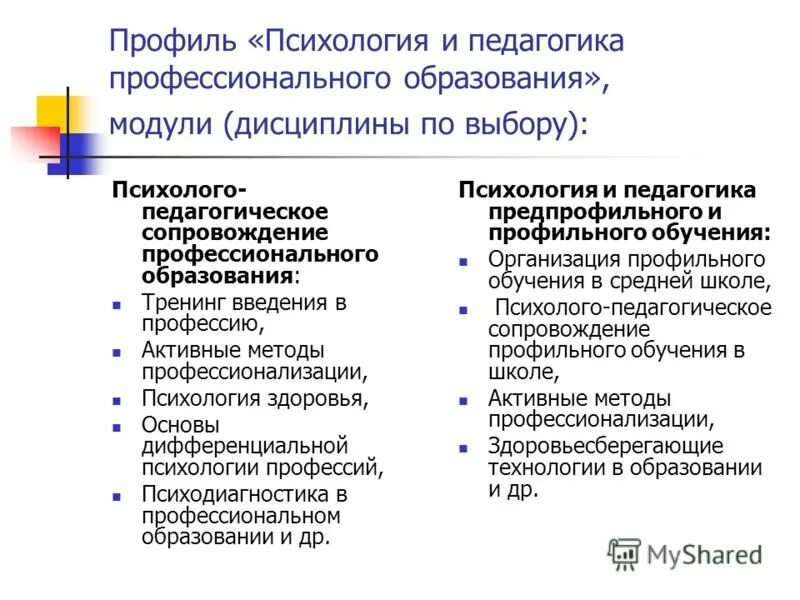 Профессионально педагогическое образование. Педагогика и психология профессионального образования. Структура психологии профессионального образования. Профиль образования в педагогике. . Основы психологии профессионального образования.