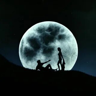 Eros Under A Full Moon Rising Painting by Ric Nagualero Картинки Луны, Карт...