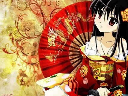 women Shakugan no Shana samurai Shana geisha Japanese clothes anime girls w...