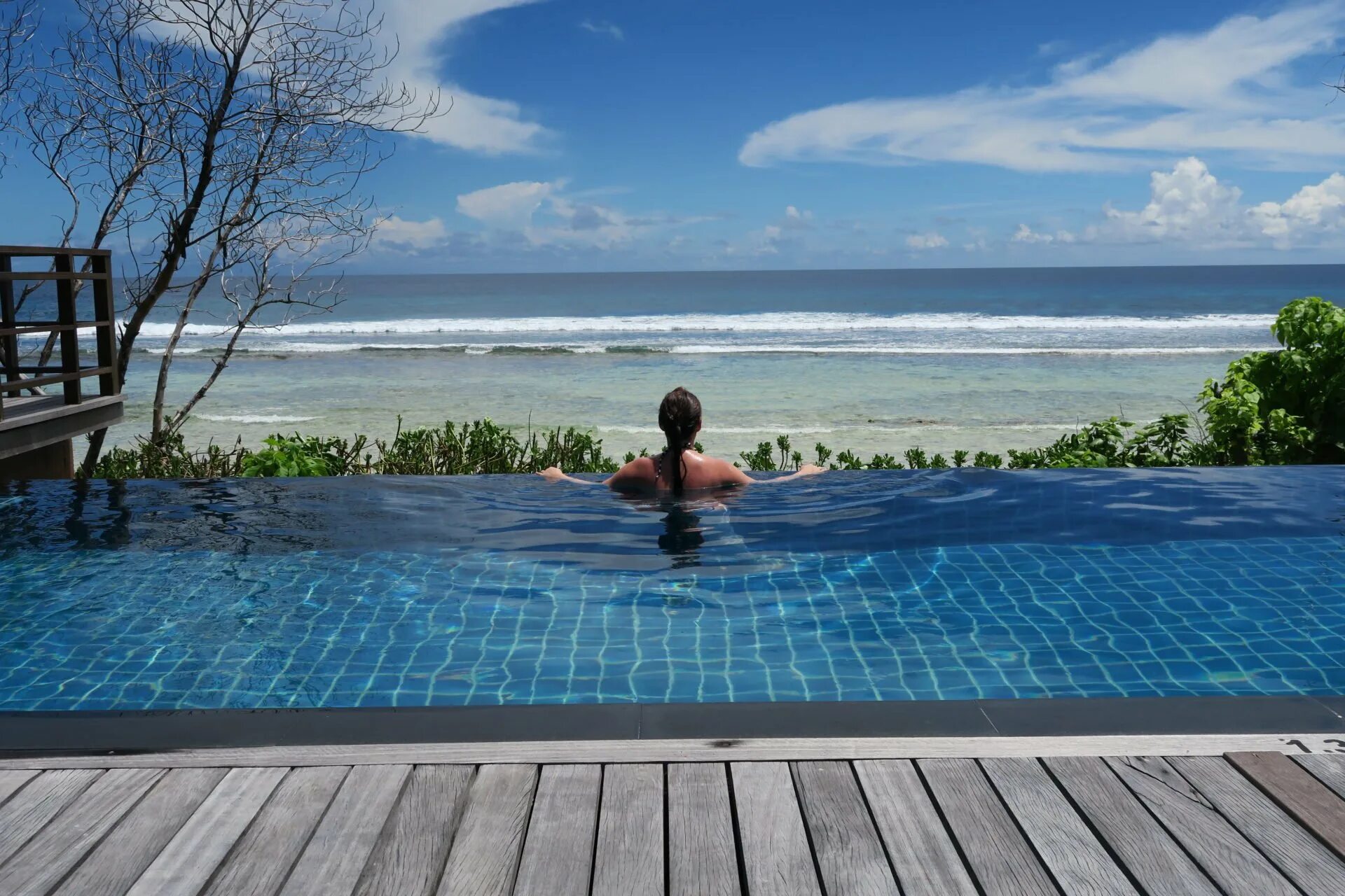 Near the swimming pool