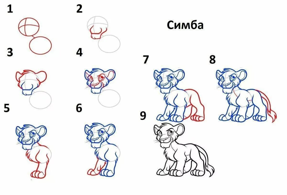 Пошаговые уроки с нуля. Рисование по этапно для детей. Пошаговый рисунок Льва. Рисование по шагам для детей. Поэтапное рисование Льва для детей.