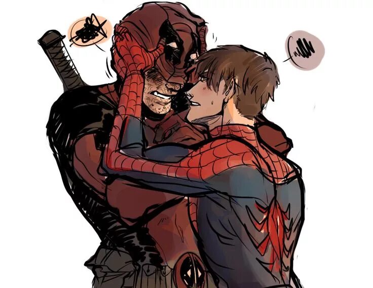 Spideypool. Уэйд Уилсон и Питер Паркер. Человек паук Уэйд Уилсон. Питер Паркер и Дэдпул. Питер Паркер и Уэйд Уилсон 18.