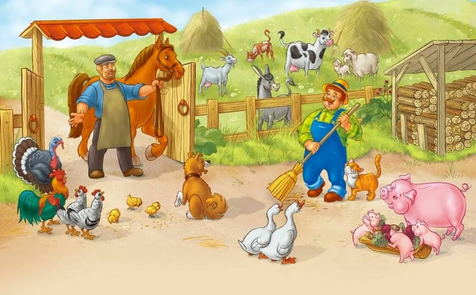 Ферма жили были. Двор с животными для детей. Сюжетная картина на ферме. Сюжетные картины для детей. Скотный двор в деревне.