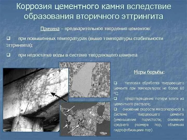 Виды коррозии цементного